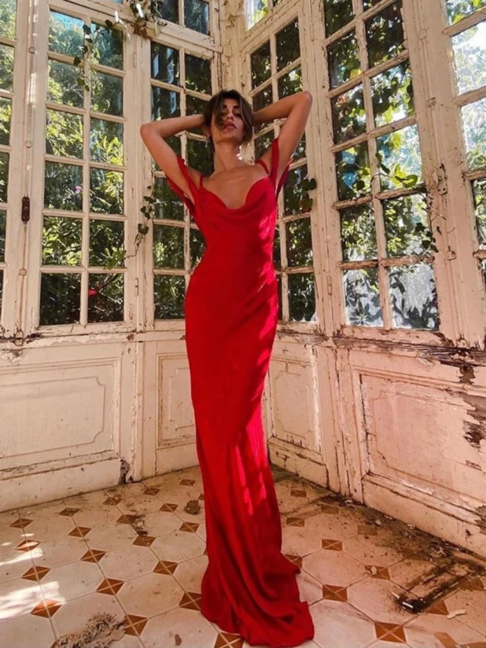 Rat & Boa Florentina Red Dress XS Maxi Long Satin Sexy Classy Rare - Picture 8 of 14